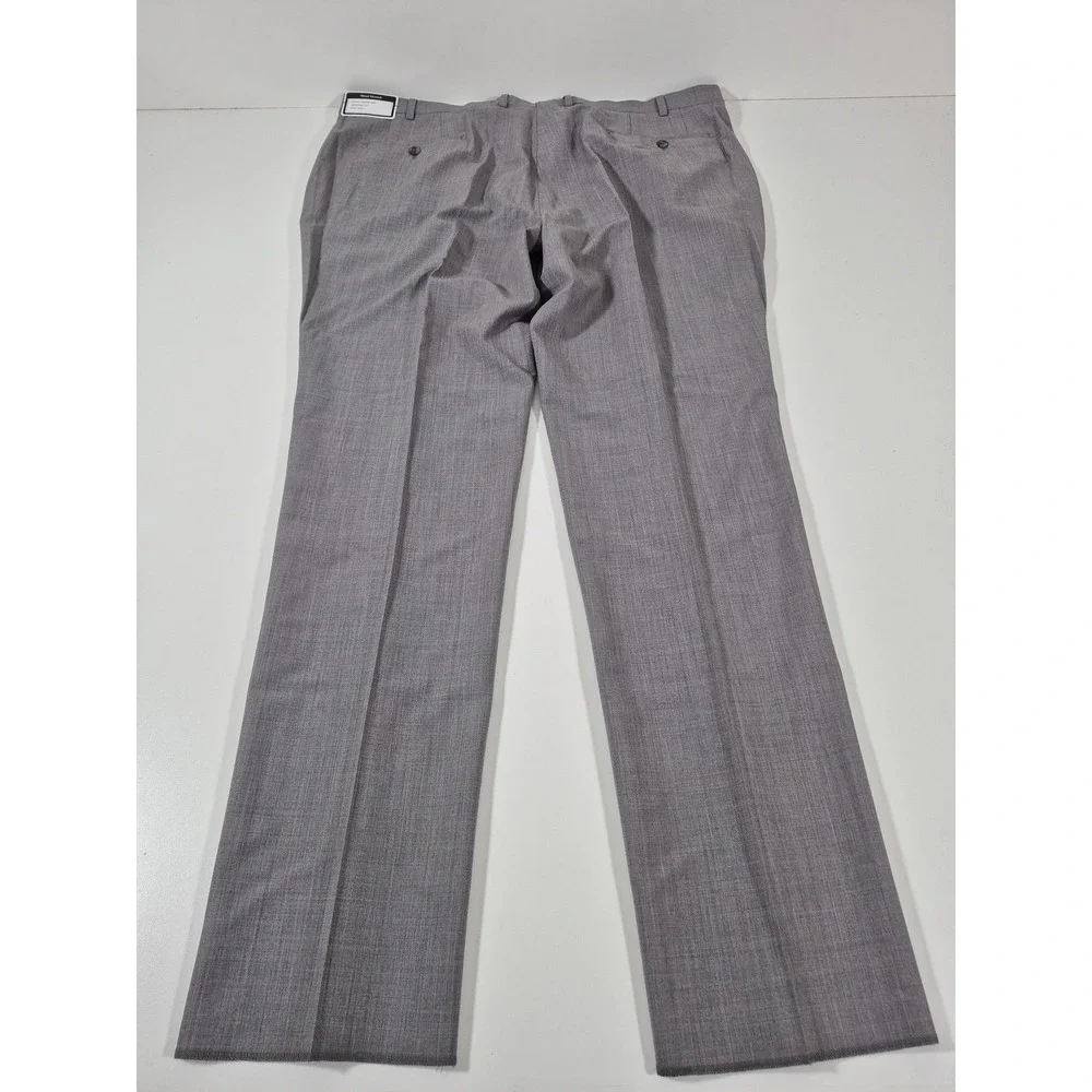 Giles & Jasper Dress Pants Mens 44x36 Gray Wool Stretch Flat Front Unhemmed NWT